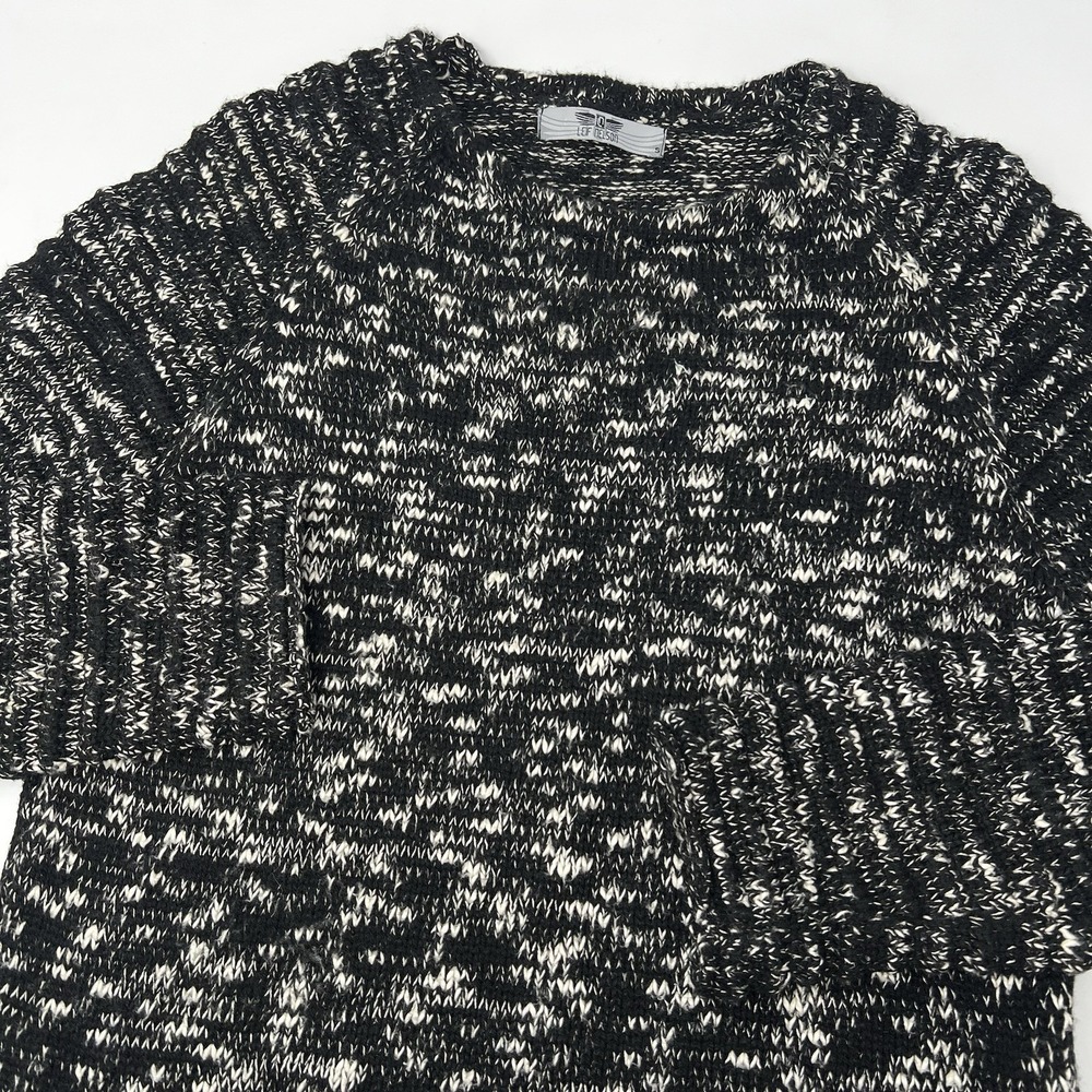 Leif Nelson Black Knit Crewneck Fitted Sweater Size Small Acrylic‎ Cotton